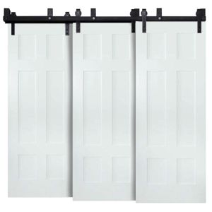 Contemporary Classic 6 Panel Triple Bypass Barn Doors