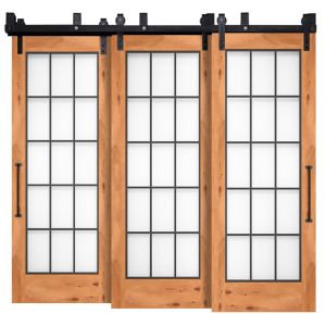 Farmhouse French Full Glass Triple Bypass Barn Doors