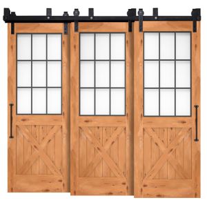 Farmhouse French Half X Triple Bypass Barn Doors