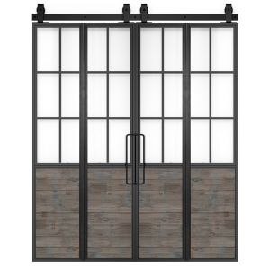 Mountain French Half Horizontal Double Bifold Barn Door