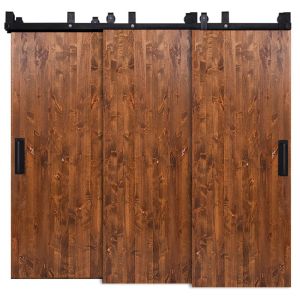 Modern Slab Triple Bypass Barn Doors