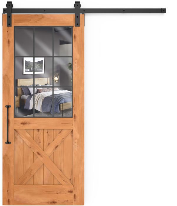 Farmhouse French Half X Mirror Barn Door