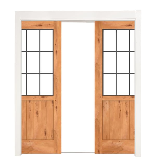 Farmhouse French Half Double Converging Pocket Doors