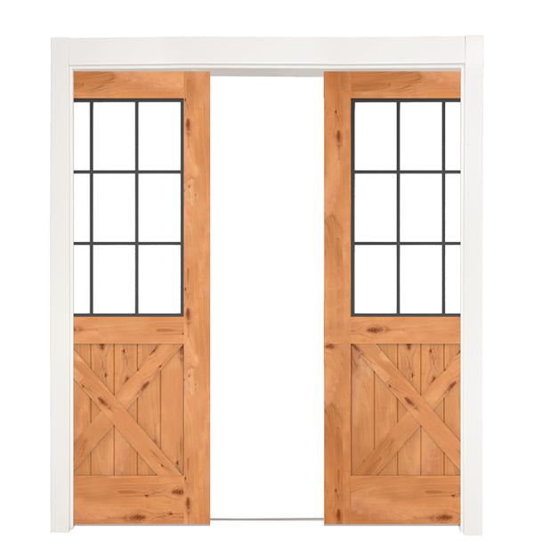 Farmhouse French Half X Double Converging Pocket Doors