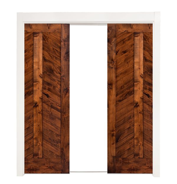 Heartland Chevron Double Converging Pocket Doors