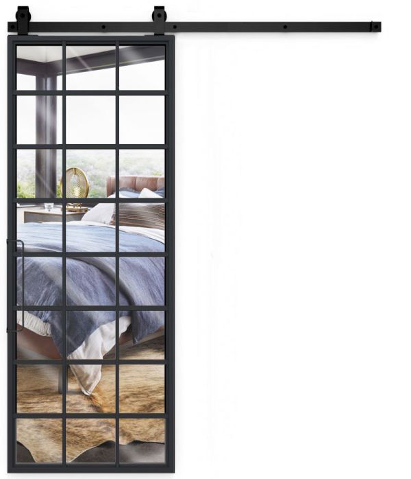 double sided mirror barn door