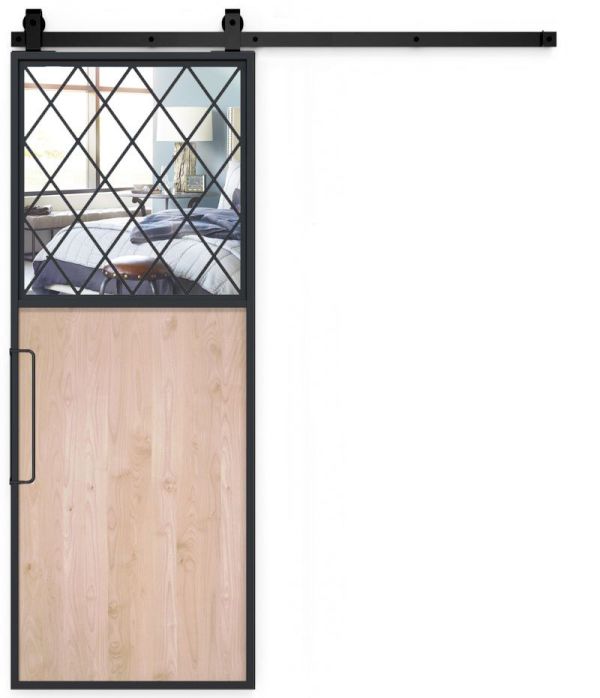 double sided mirror barn door