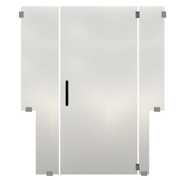 Frameless Shower Door Right Hinged w/ 2 Cutout Panels