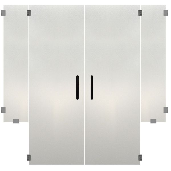 Frameless Double Shower Door 2 Partial Panels