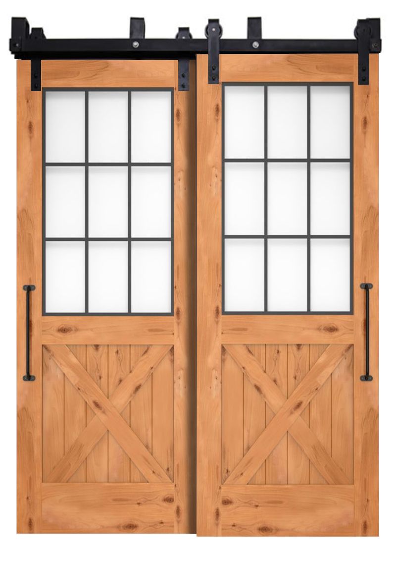 Farmhouse French Half X Bypassing Barn Doors