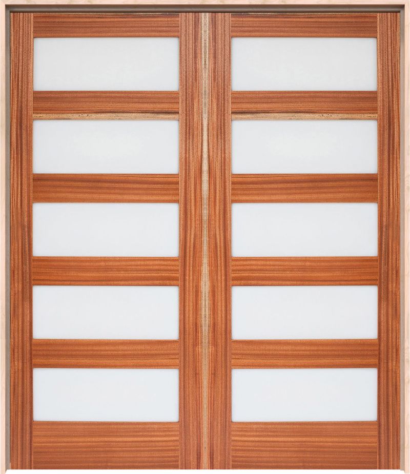 5 Panel Interior Double Door Rustica