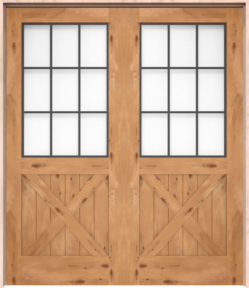 Farmhouse French Half X Exterior Double Door Rustica