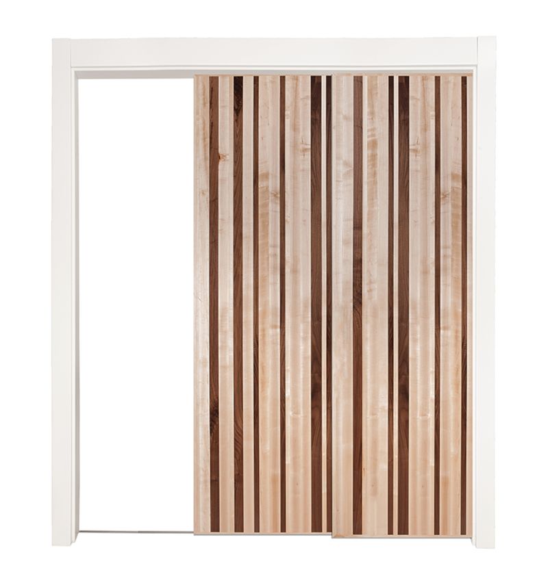 Maple & Walnut Modern Slab Bypassing Pocket Doors