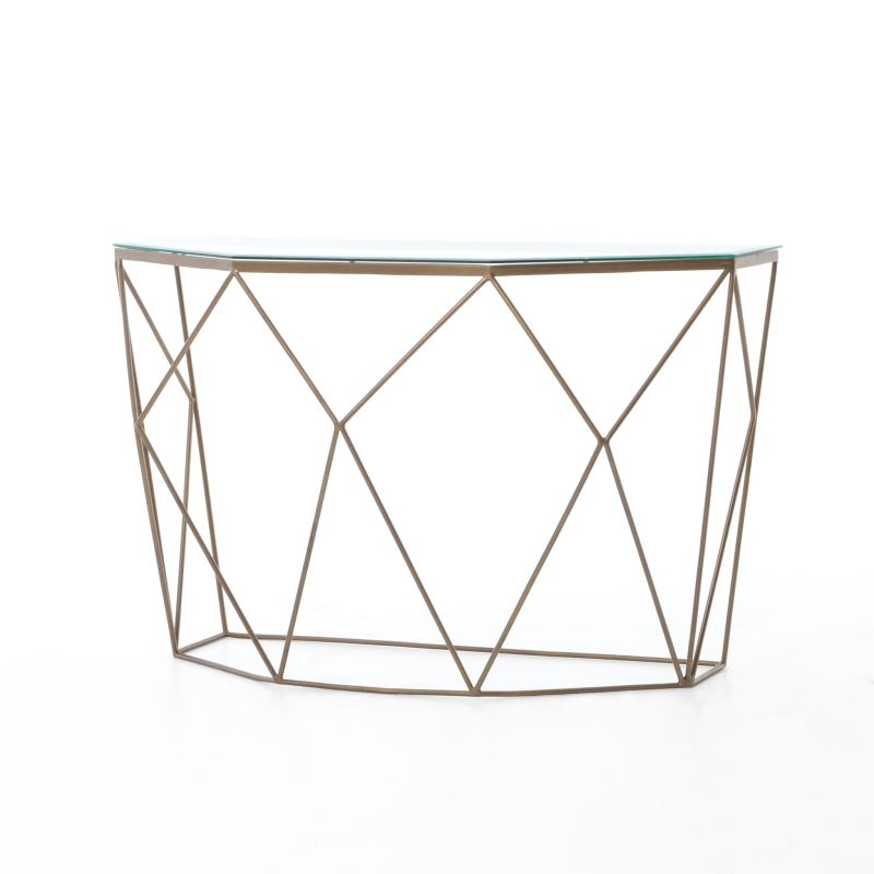 Brass Geometric Console Table