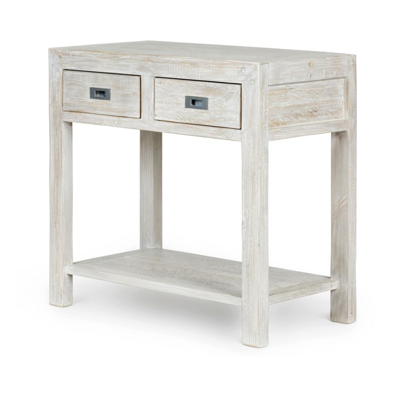 Post & Rail Distressed White Console Table