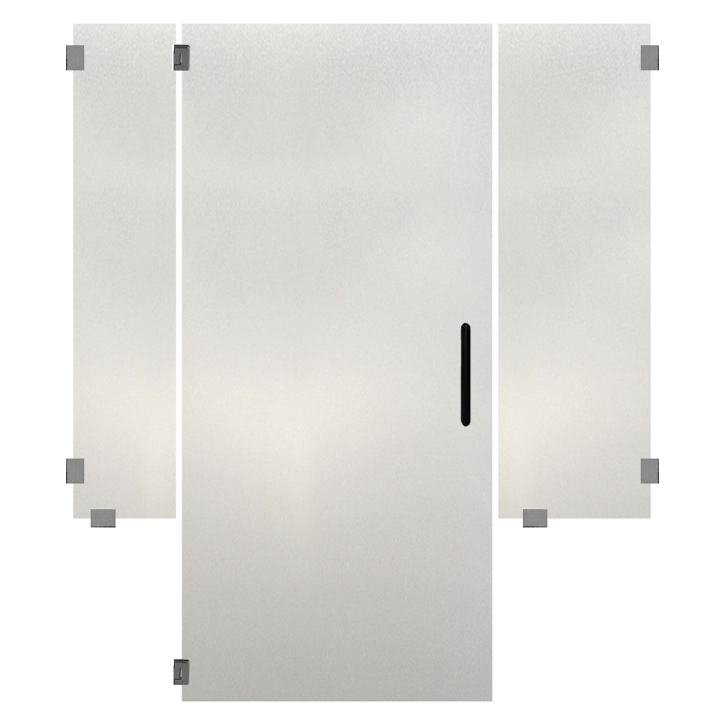 Frameless Shower Door Left Hinged w/ 2 Partial Panels