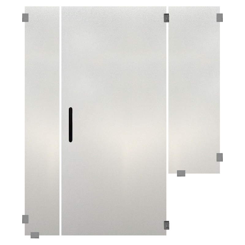 Frameless Shower Door Left Hinged w/ Left Full and Right Partial Panel