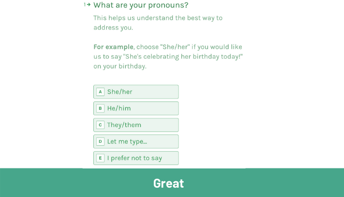 Asking about gender pronouns - what are pronouns