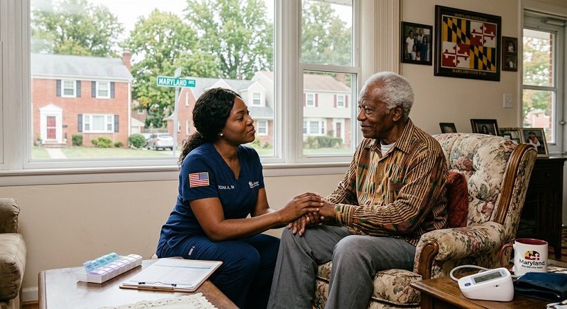 Nurse attending to a senior citizen