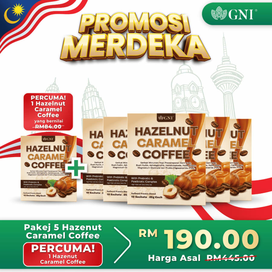 Pakej 5 tambah 1 Hazelnut Caramel Coffee