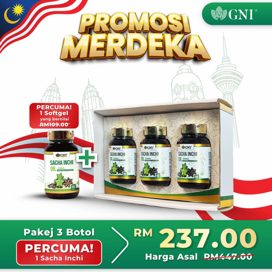 Pakej 3 tambah 1 botol GNI Sacha Inchi Oil