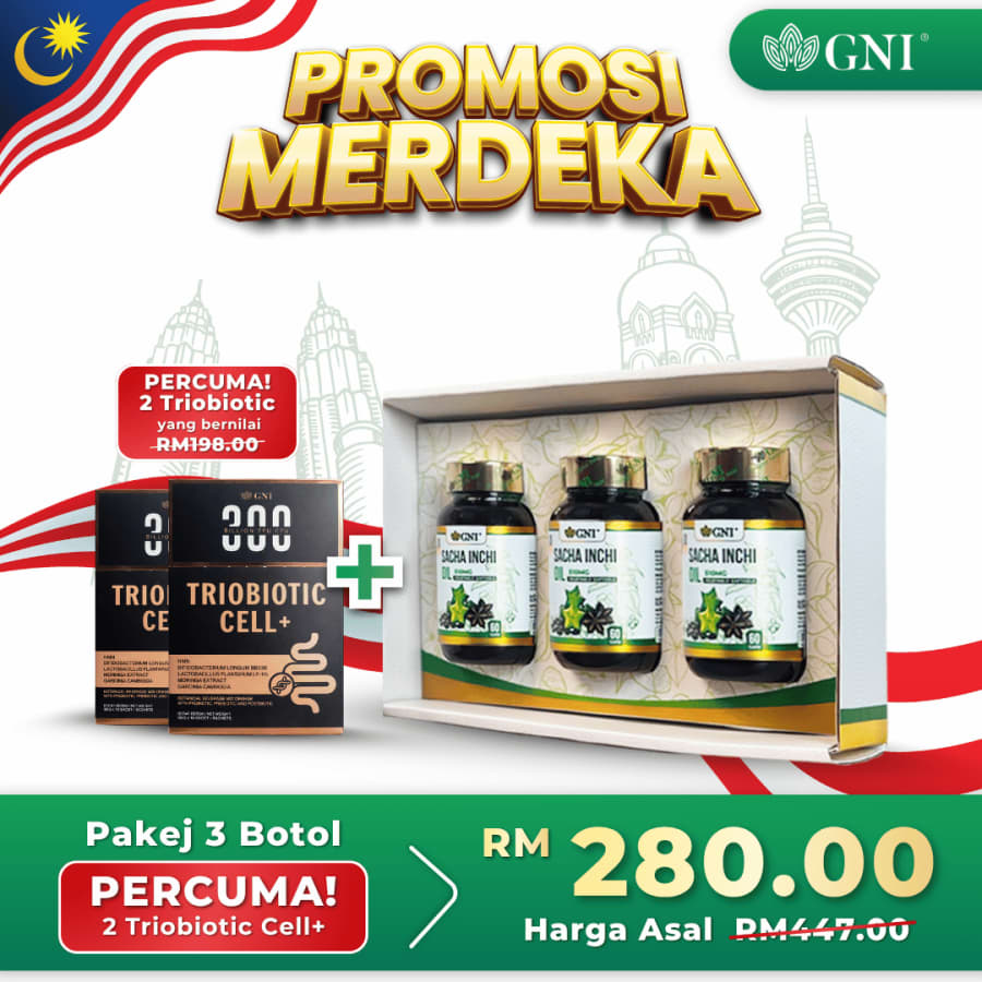 Pakej 3 Sacha Inchi dan 2 Triobiotic Cell Plus