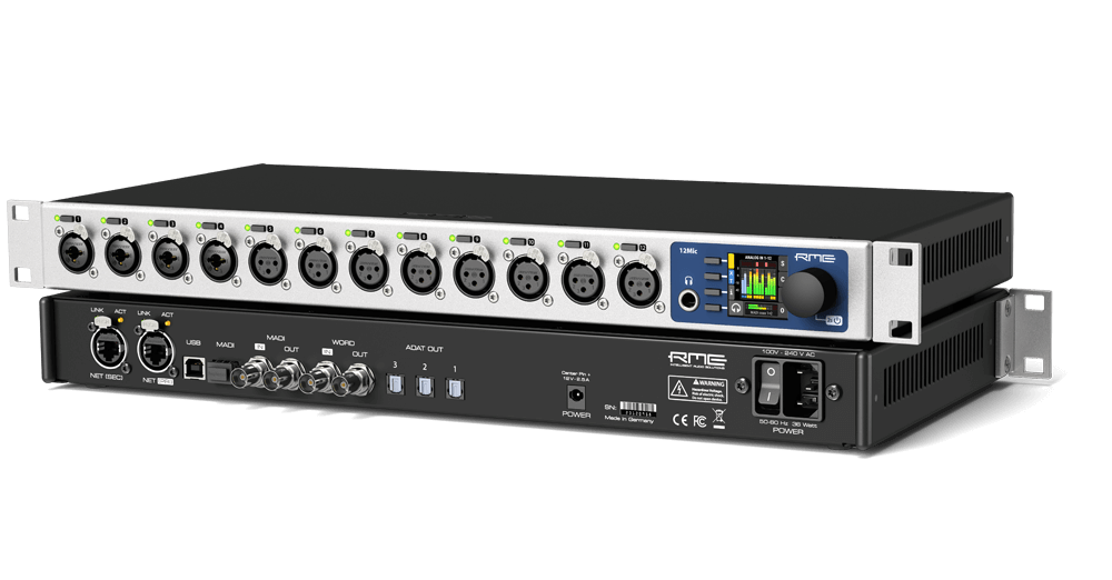 RME M-1610 Pro แสดงรายละเอียดด้านหน้าและหลังสำหรับการใช้งานในห้องอัด