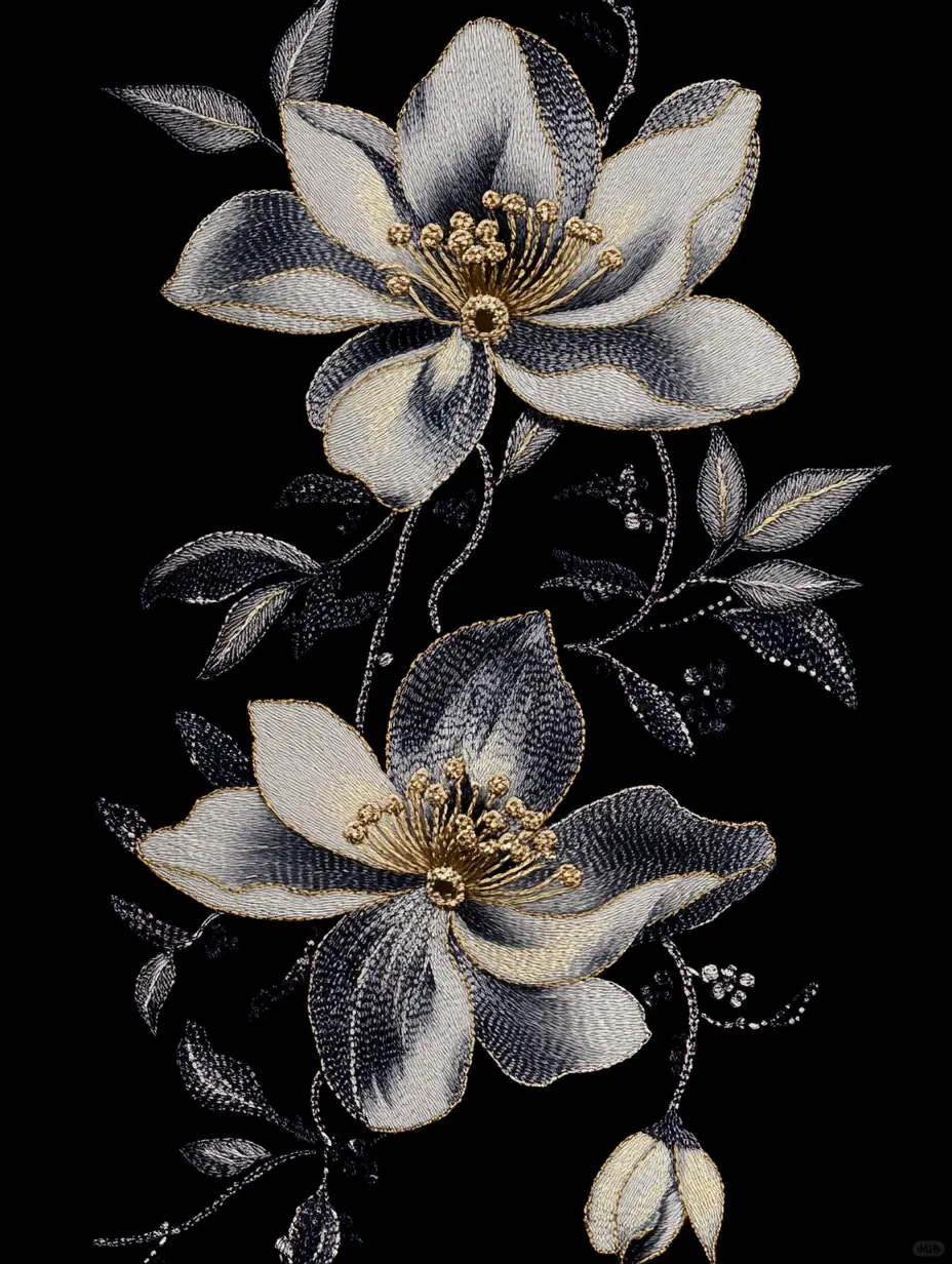 湘绣花卉作品