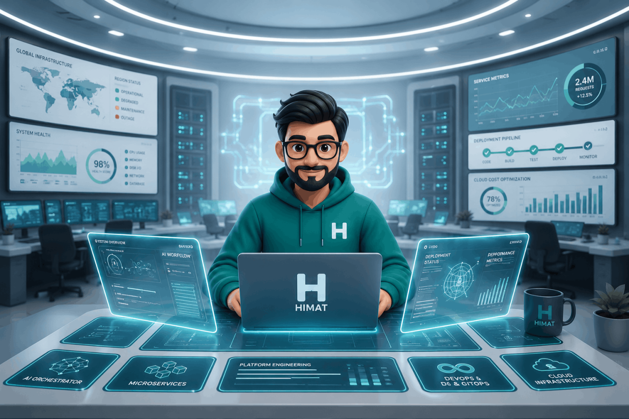 AI command center workstation with multiple monitors showing analytics dashboards