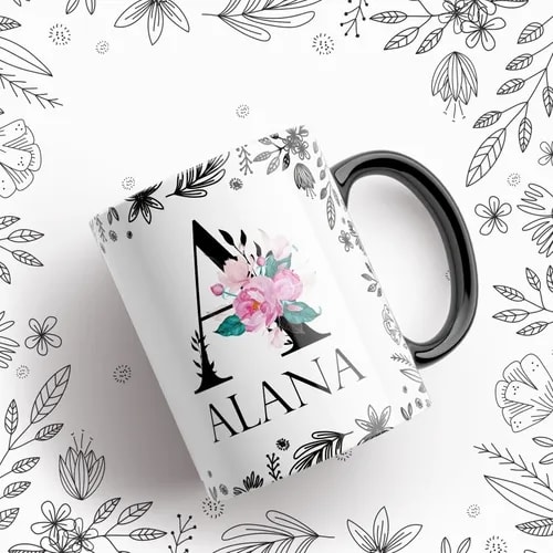 taza con iniciales y nombres por pedido