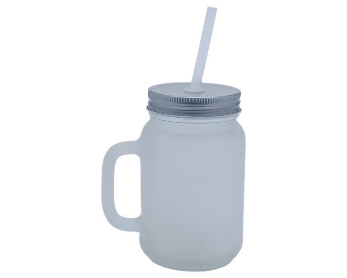 Vaso de vidrio frost para sublimar con popote 16 Oz Fresh Jar