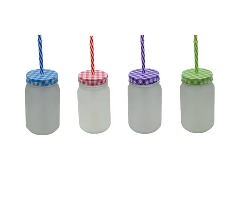 Mason Jar Redondo Cristal Satinado Para Sublimación 12pz
