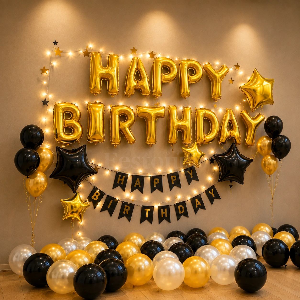 Midnight & Gold Starry Birthday Decoration