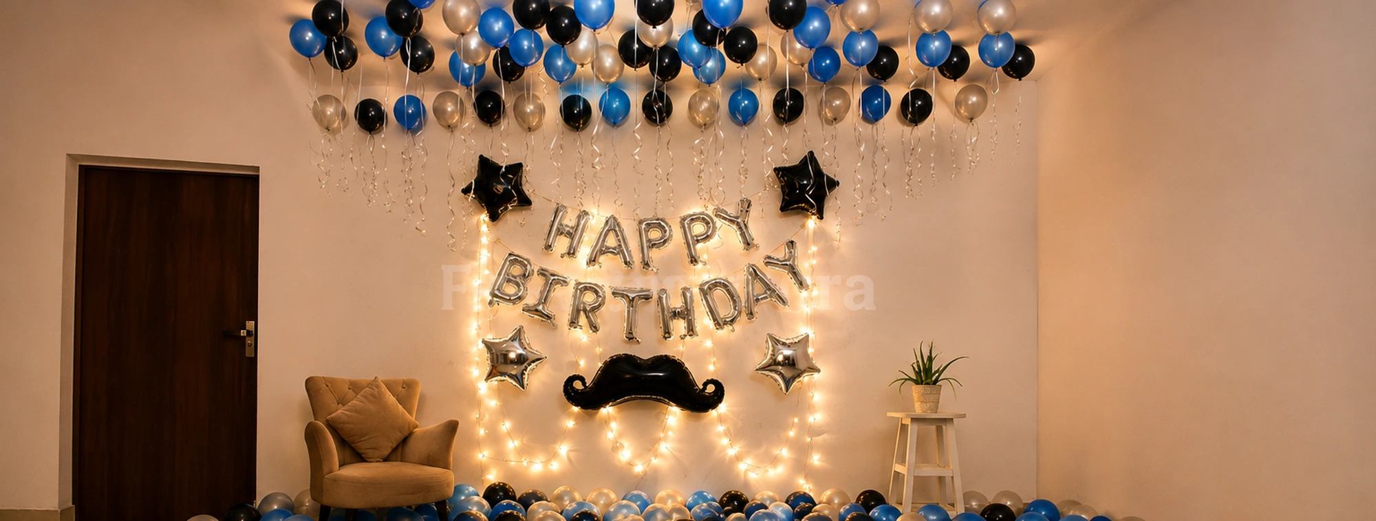Starlit Blue and Silver Balloon Decoration