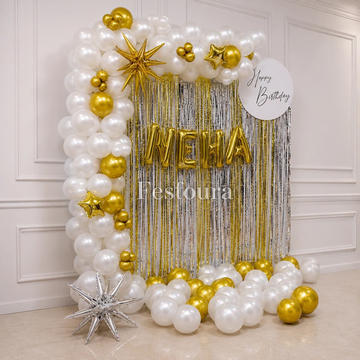 Celestial Chrome & Gold Celebration Decor