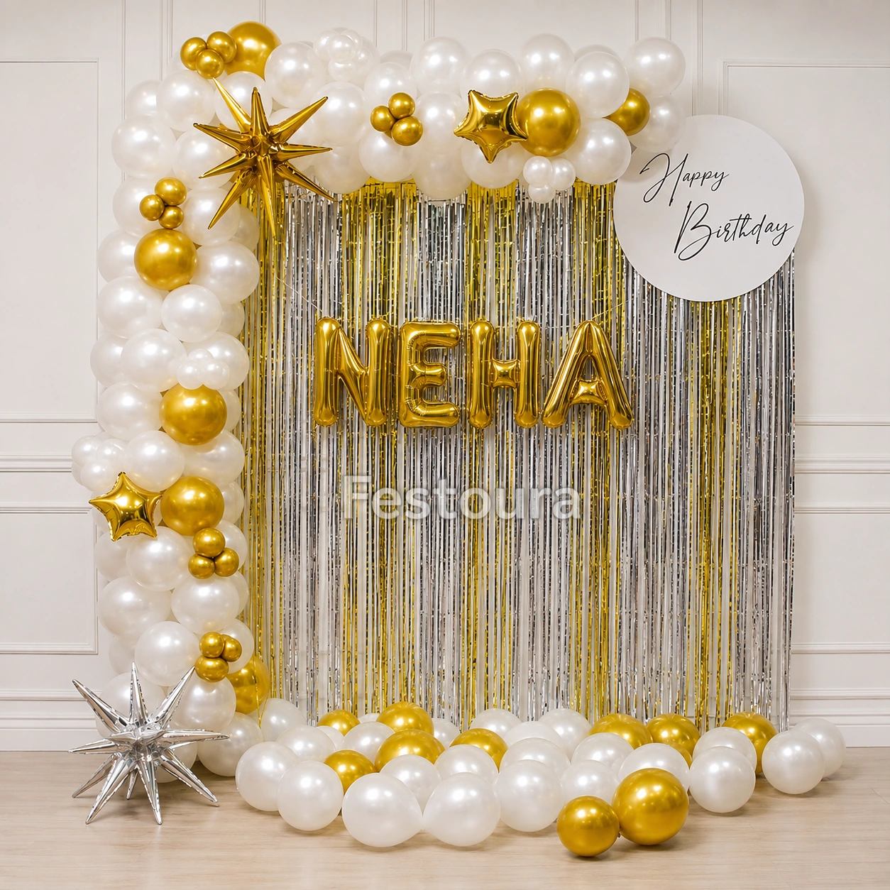 Celestial Chrome & Gold Celebration Decor