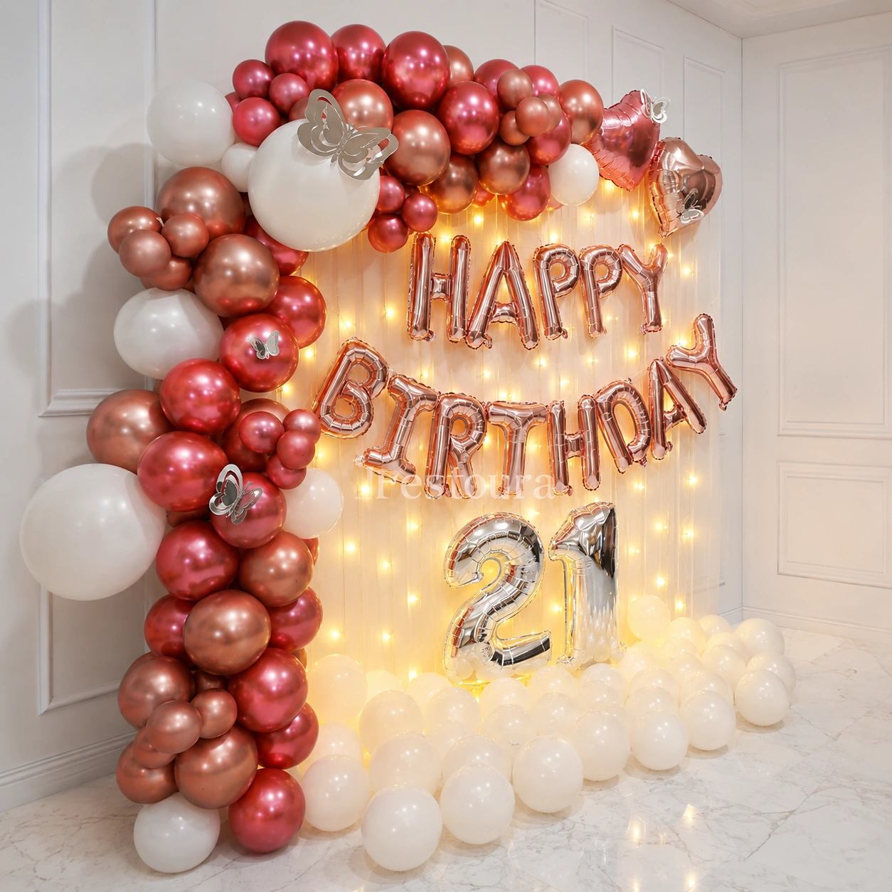 Radiant Rose Gold Birthday Backdrop