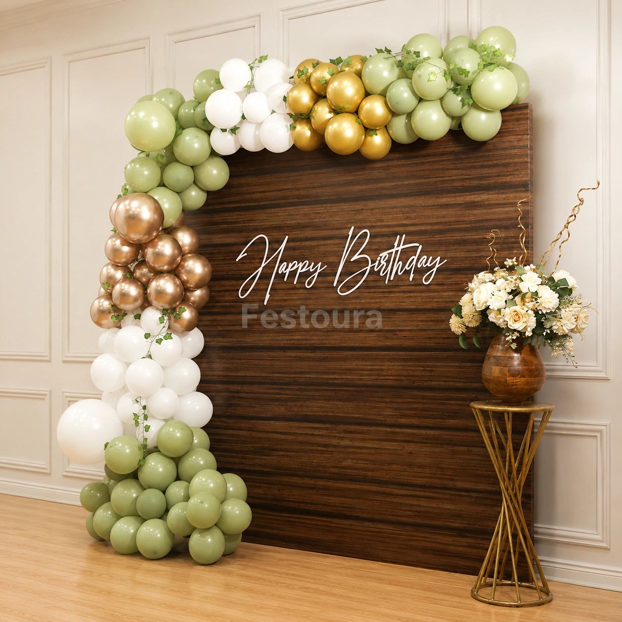 Rustic Wooden Backdrop Birthday Decoration