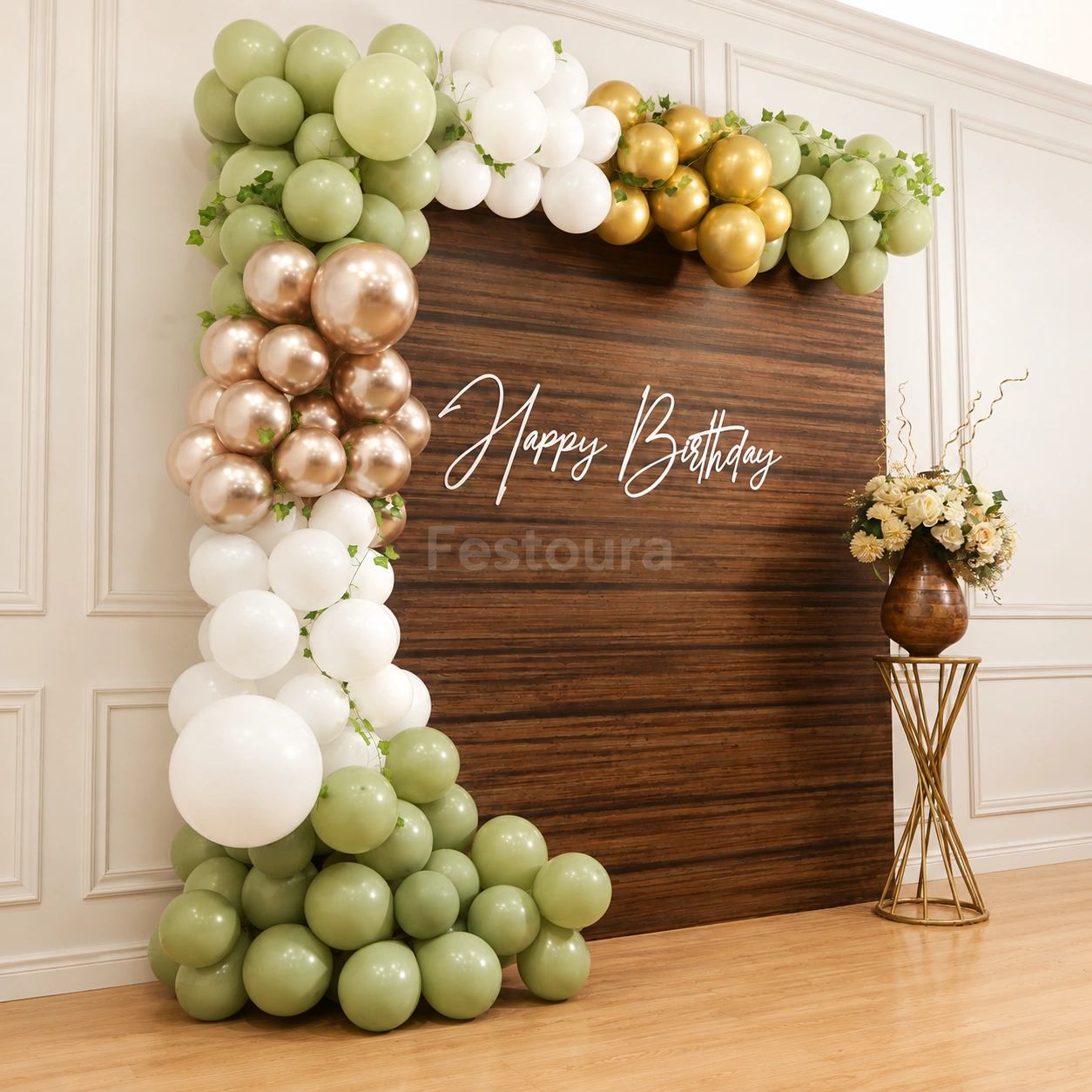 Rustic Wooden Backdrop Birthday Decoration