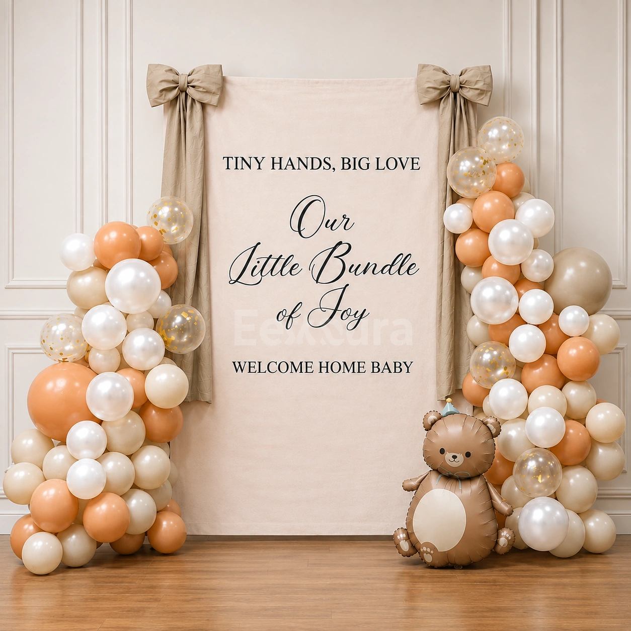 Soft Neutral Welcome Baby Backdrop