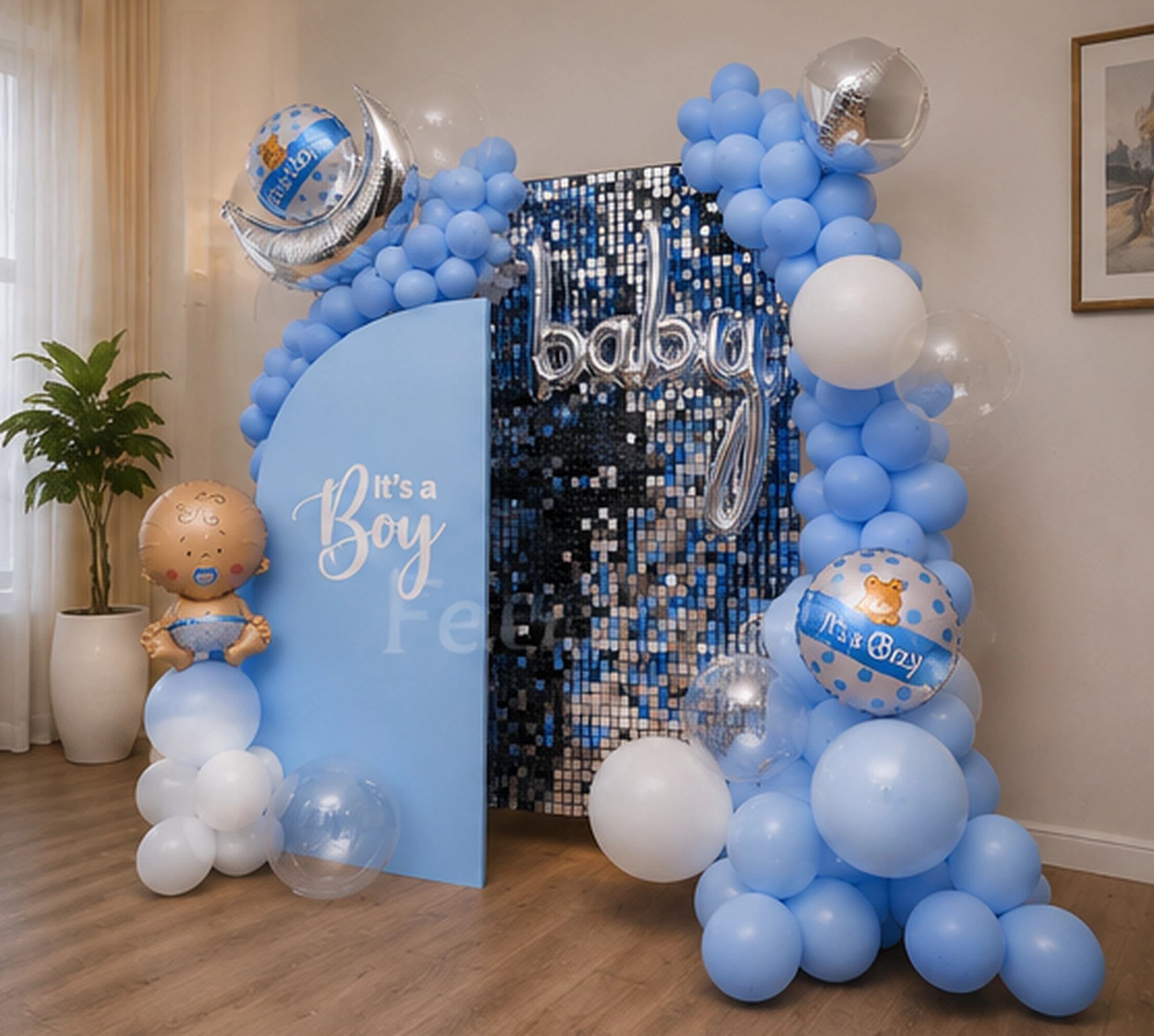 Serene Blue Welcome Baby Celebration Setup