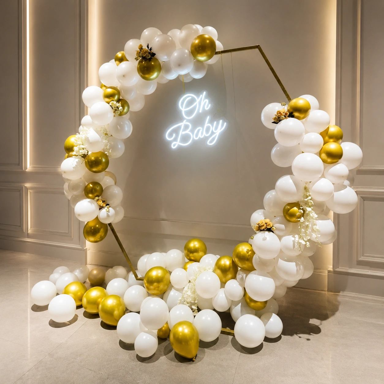 Elegant Hexagon Oh Baby Backdrop