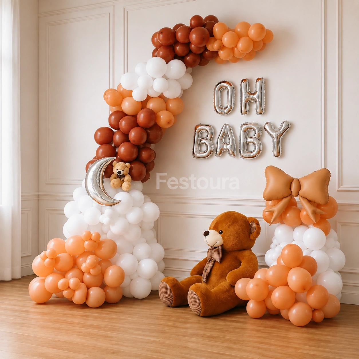 Vintage Bow & Moon Baby Welcome Backdrop