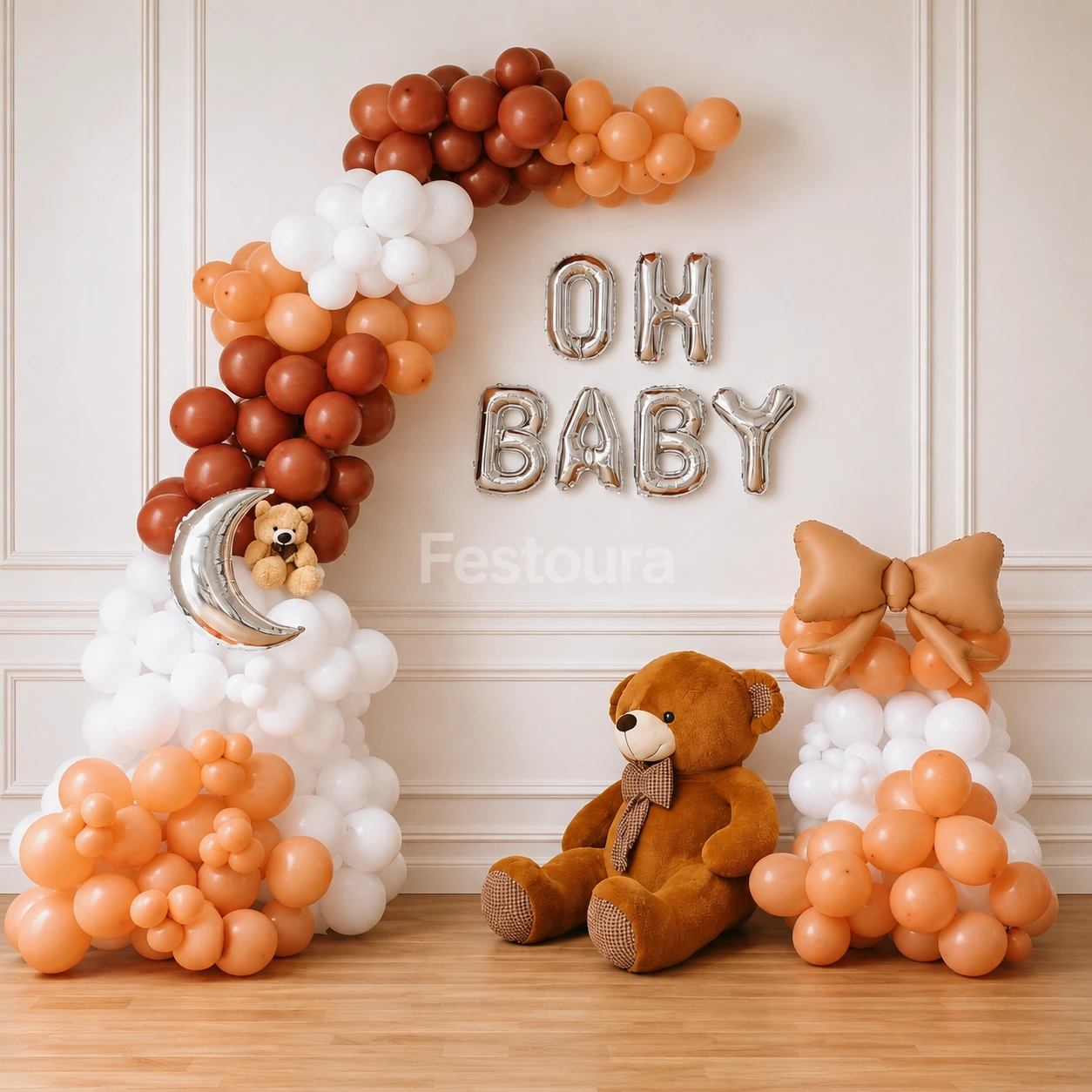 Vintage Bow & Moon Baby Welcome Backdrop