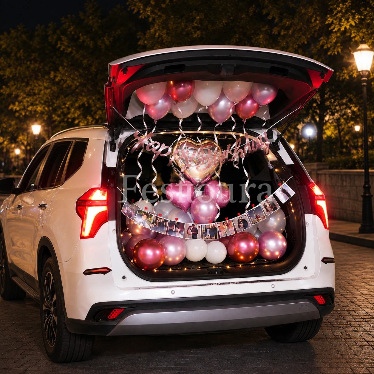 Rose Gold & Heart Car Boot Birthday Surprise