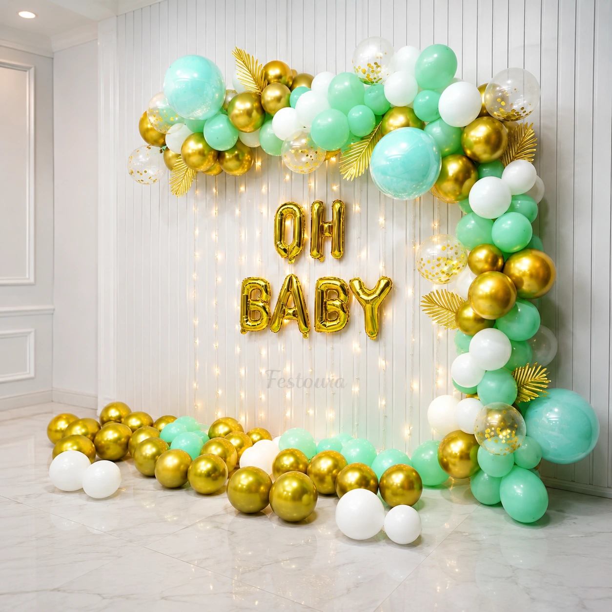 Golden Sage Elegance Baby Shower Decor