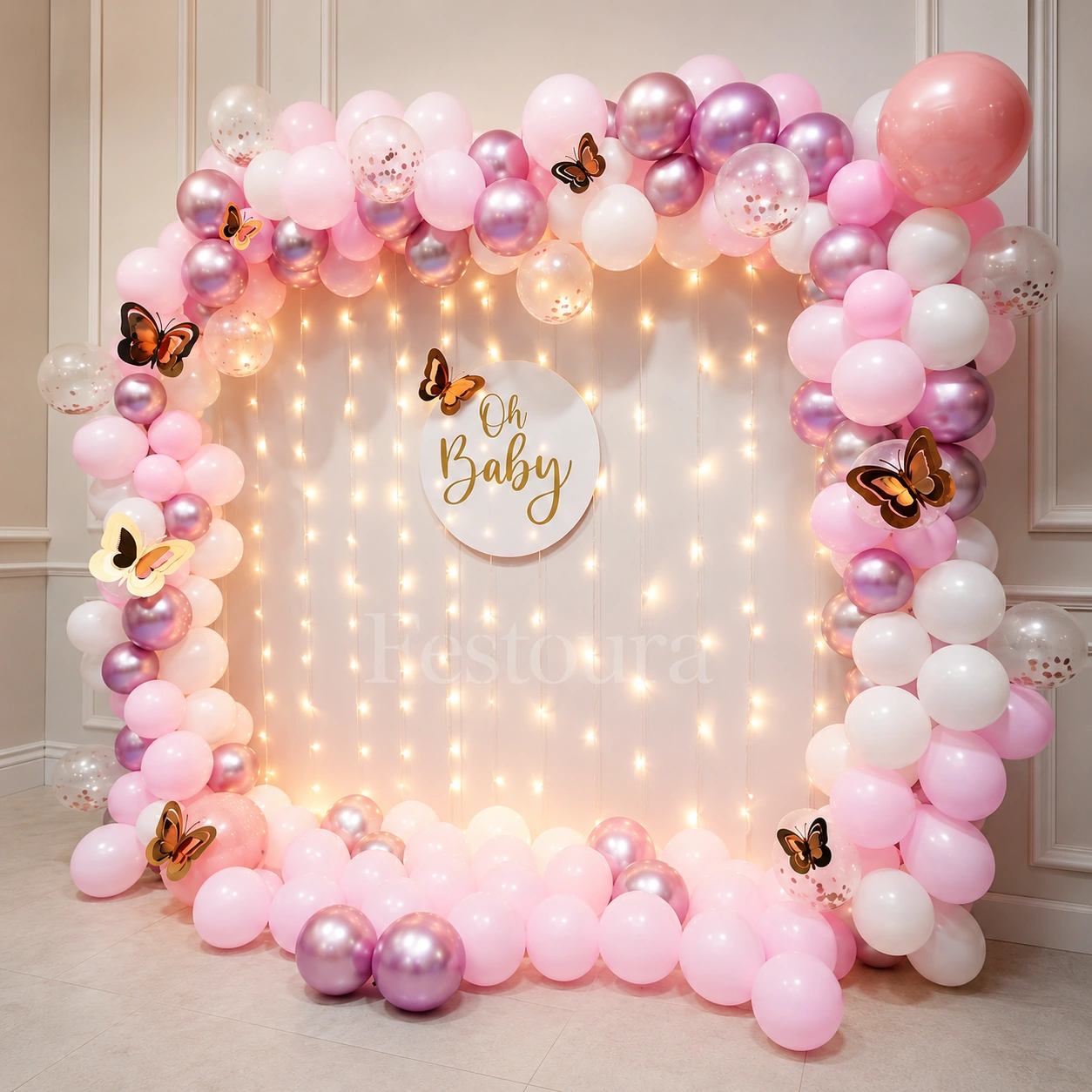 Soft Pastel & Illuminated Butterfly Baby Shower Decor