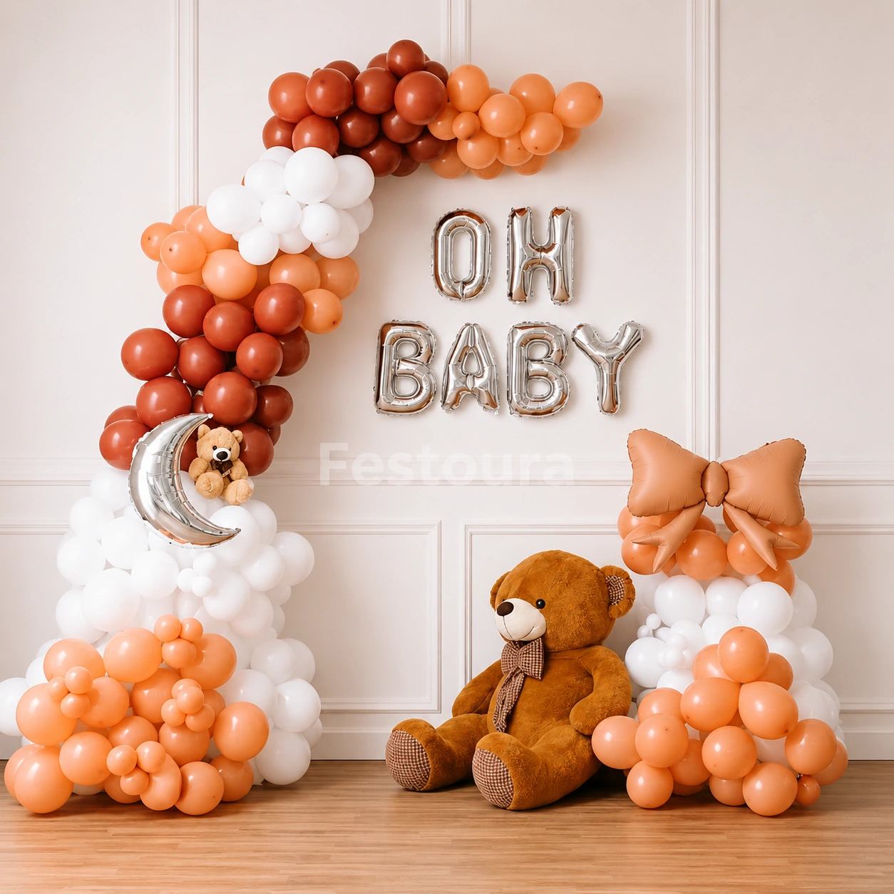 Vintage Teddy & Moon Baby Shower Decor