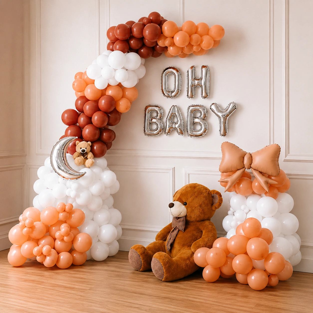 Vintage Teddy & Moon Baby Shower Decor
