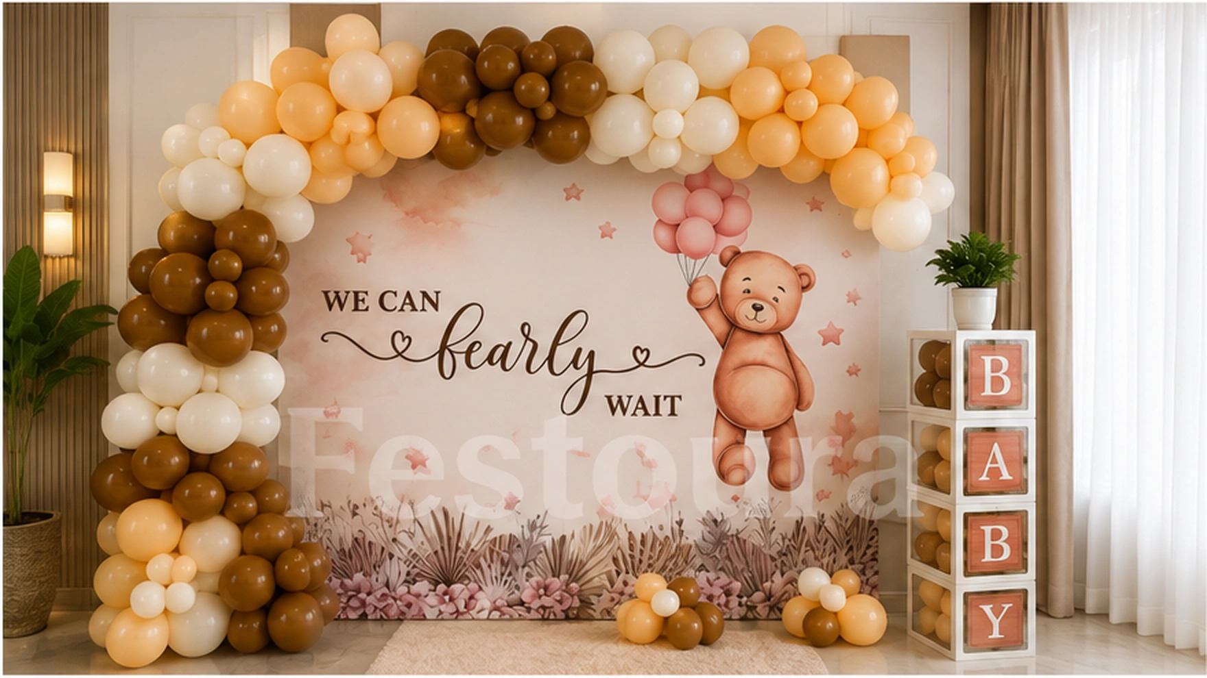 Ethereal Teddy Bear Baby Shower Backdrop